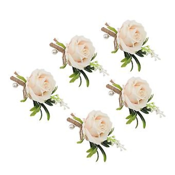 Knappehullsblomst, 5 stk. Bryllupsboutonniere-nål Bryllupscorsage Rose Kunstig Brudgom Rose Eksepsjonelt Håndverk
