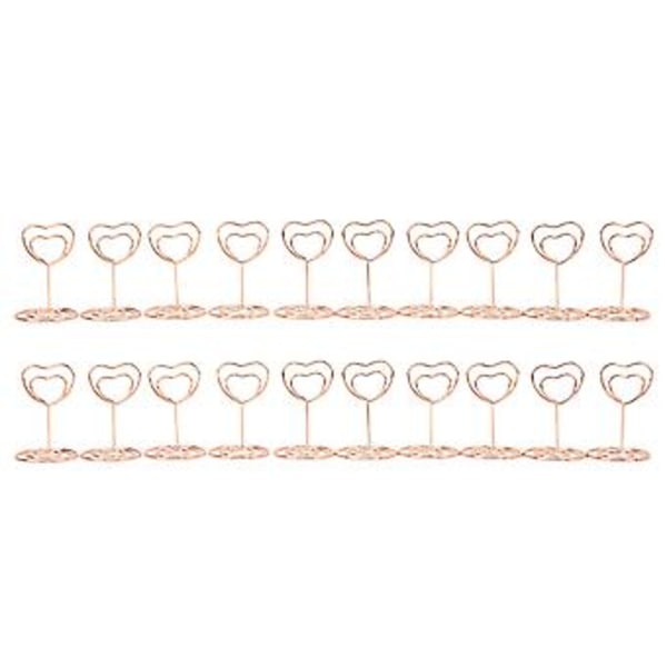 20 st Roséguld Hjärta Bordskorthållare - Robust Metall för Hem- och Kontorsbruk