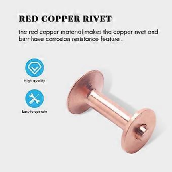 50 Set Kopparnitar och Brickor, Läderbälte Plånböcker, Kopparnitar i Läder, Läder DIY Hantverksmaterial (9/16 Tum)