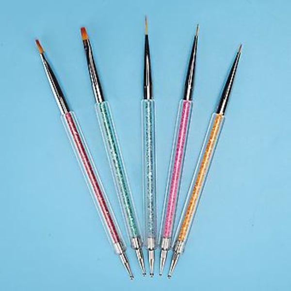 5 st Nagelkonst Pensel Penna Manikyr Verktygsset Ritning Målning Dekoration Penna