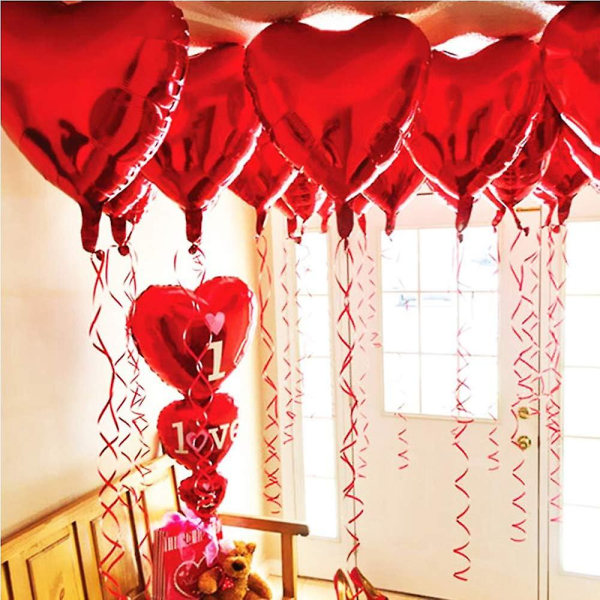 Hjertefolieballon Rød 20 stykker Hjerteheliumballoner Hjerteballoner Heliumballonfolieballon Bryllupsfolieballon Velegnet til fødselsdag