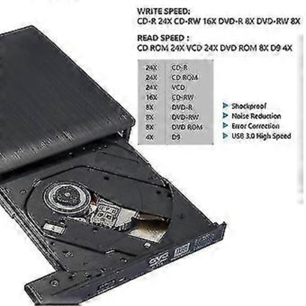 Ulkoinen CD DVD +f04-rw asema USB 3.0 Kannettava USB Dvdf04cd Rom poltin Optinen asema Soitin Lukija Kirjoitin Kannettava Pöytätietokone, Mac Macbook Prof04a