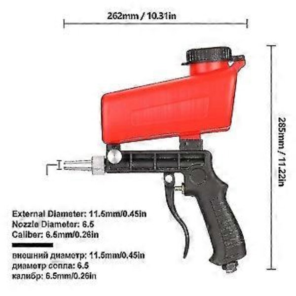 Jinzhaolai 90psi Säädettävä Pneumaattinen Hiekkapuhalluspistoolisetti Kannettava Kotikäyttöön Tarkoitettu Hiekkapuhalluskone Painovoimainen Kädessä Pidettävä Pistoolisetti Ruosteenpoistolaite