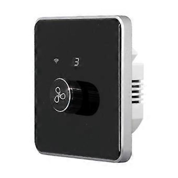 Smart Wifi Viftebryter 5 Hastighetskontroll EU Takvifte Rotary/Knapp Brytere Tuya Fjernkontroll for Alexa Home(Svart)