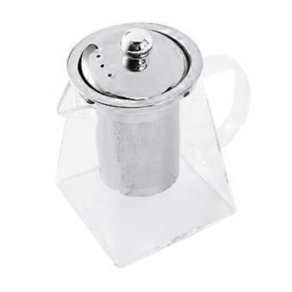Firkantet tekande i glas med si, 550 ml borosilikat tekande med filter, klare tekander til løs te