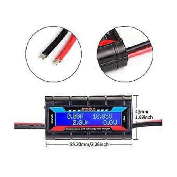 200a Højpræcisions Strømanalysator Watt Meter Batteriforbrug Ydeevne Monitor Med LCD Baggrundsbelysning Til Rc