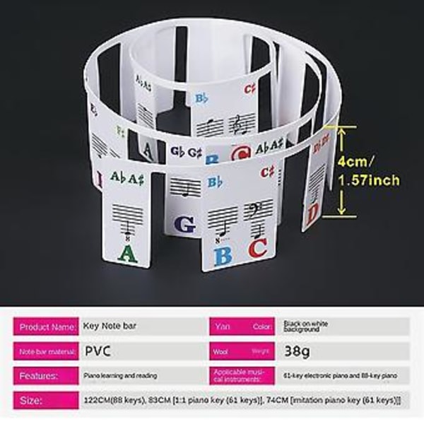 Klaverklistermærker / elektrisk klaver 88 tangenter Node Strip Label til begyndere