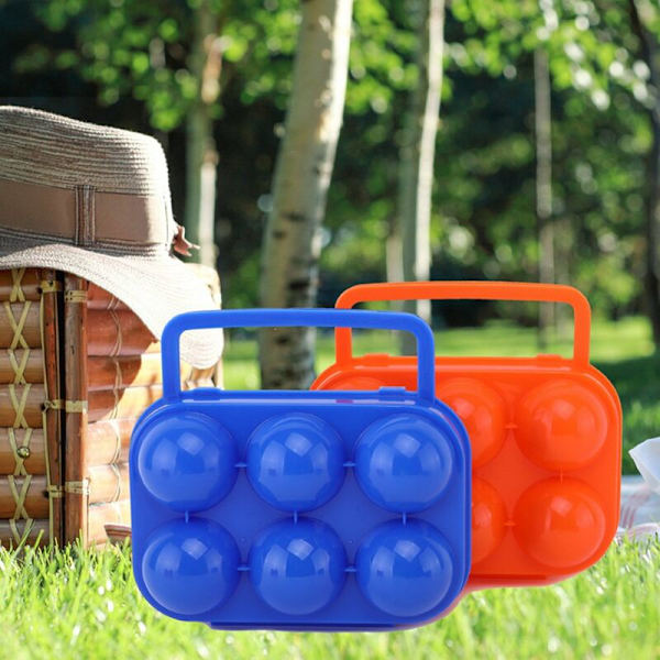Utendørs bærbar camping 6 egg bærebeholder etui egg bæreholder egg oppbevaringsboks etui med håndtak oransje