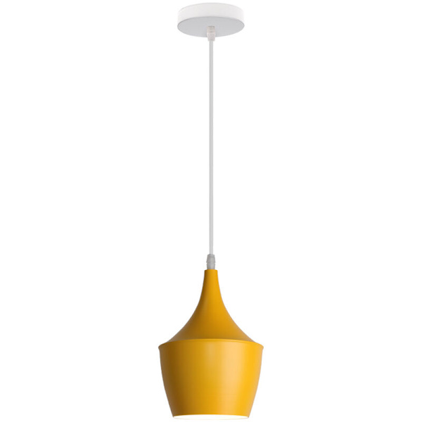 Moderne pendellampe innendørs hengende taklampe enkel nordisk lysekrone gul