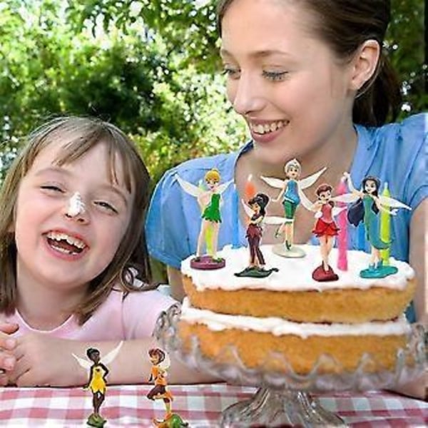 7 stk. Klokkeblomst Blomsterfe Elver Prinsesse Figur Legetøj Sæt Kagepynt Dekoration Model Dukker Festartikler Gaver