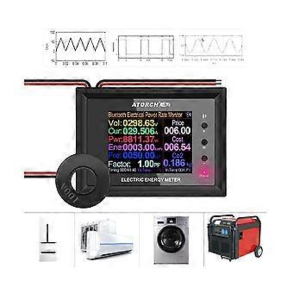 Atorch At24c 100a 2.4-tommers Digital Voltmeter Måler Indikator Strømmåler Strøm Ampere Tester Detektor Uten Bluetooth