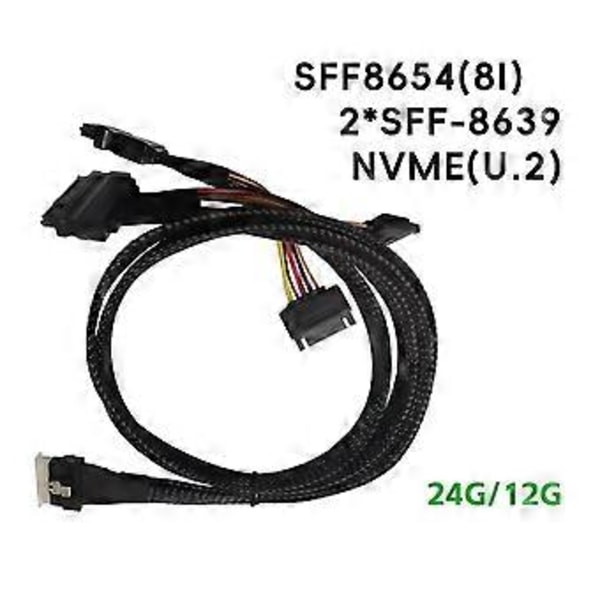 Kiintolevyn kaapeli SFF8654(8I) Slim SAS - 2SFF8639 NVMe U.2 -kiintolevyn kaapeli, monitoimiset kiintolevytarvikkeet