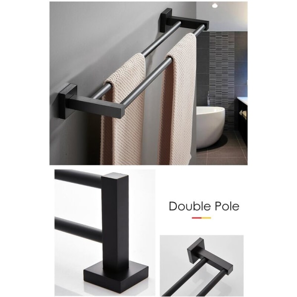 Badrumshandduksställ Rymd Aluminium Handduksställ Badrumstillbehör Dubbel Pol-5