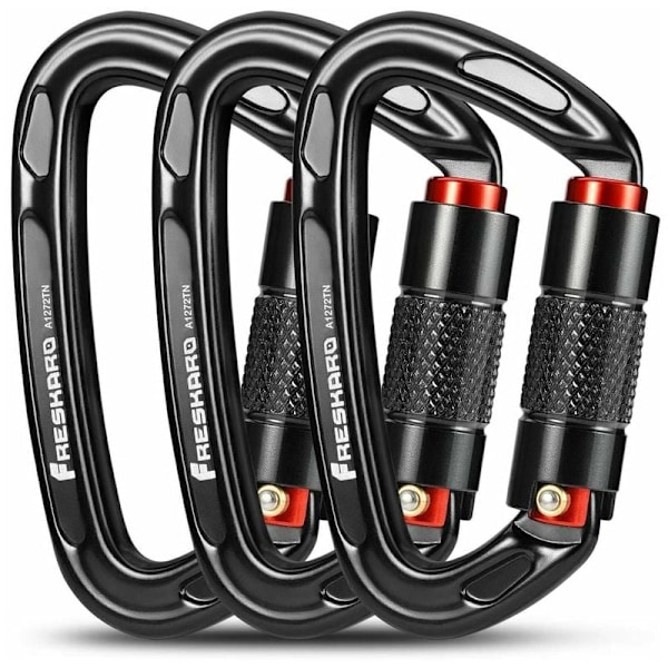 Climbing Carabiner, Automatic Locking Carabiners, 25kN-2550kg, CE Certified，Solid, for Mountaineering, Dog Leash, Punching Bag, Firefighter, Hammock