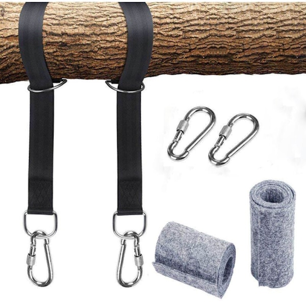 Hammock Suspension Harness Kit with 2 Heavy Duty Carabiners and D-Rings, Holds up to 550kg with Storage Bag, Tree Protection Cushion