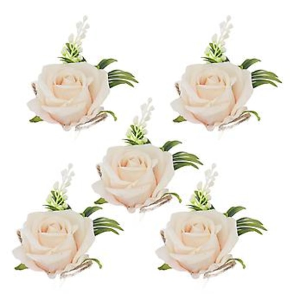 Knapphålsblomma, 5 st Bröllopsboutonniere Nål Bröllopskorsage Ros Konstgjord Brudgum Ros Exceptionellt Hantverk