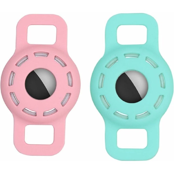 Airtag Hundehalsbåndholder (Rosa + Mintgrønn) - Fei Yu
