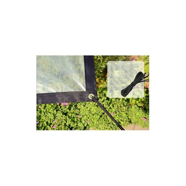 Transparent vattentät presenning med öljetter - 2 x 2 m - Fällbar och väderbeständig presenning - Rep ingår