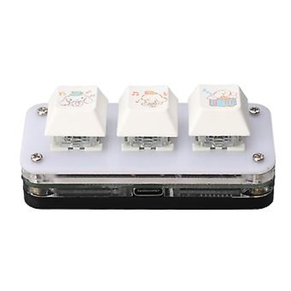 3 Tangenters Mini Keypad USB Mekaniskt Gaming Programmerbart Macro Tangentbord Blå Switch med RGB Bakgrundsbelysning för PC Kontorsarbete Tecknat