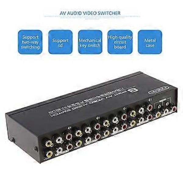 8-vägs AV-switch RCA-omkopplare 8 in 1 ut Kompositvideo L/R Väljarlåda för DVD STB Spelkonsoler