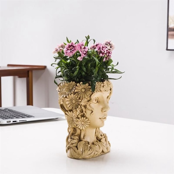 Blomkruka Växtkruka Hushåll Flicka Design Dekorativ Kruka Gul