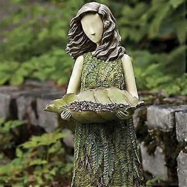 Eventyrpige Fuglefoderbræt Havestatue Ornament Harpiks Håndværk Udendørs Havestatue
