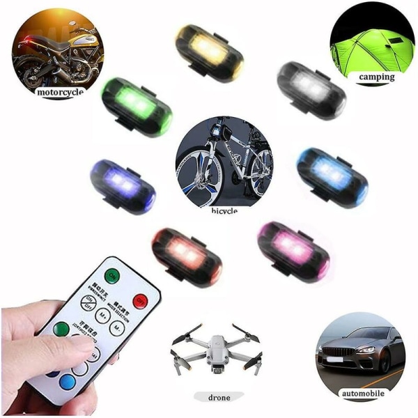 2 stk Universal Led Anti-kollisjonsvarsellys Mini Signallys Drone Med Strobe Lys 7 Farger