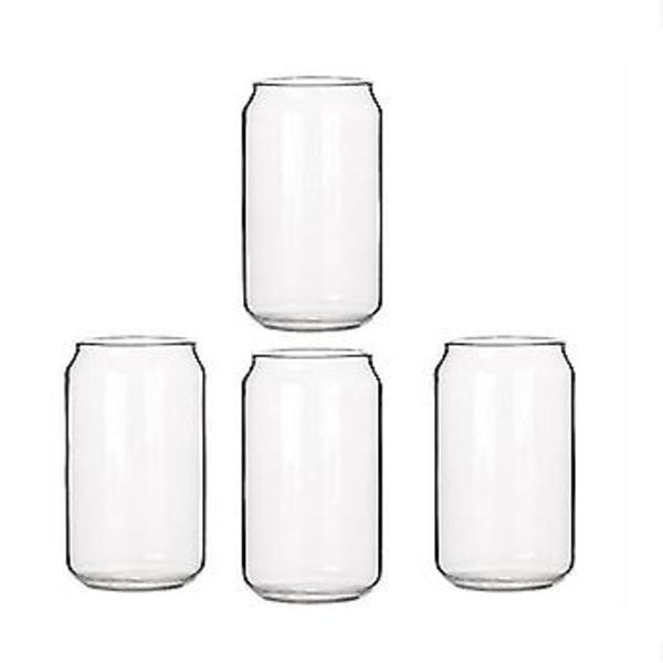 4 Pak Drikkeglas i Form af Ølboks - Modeglas til Vand, Mælk, Øl, Shake, Dessert, Cola, 4 stk.