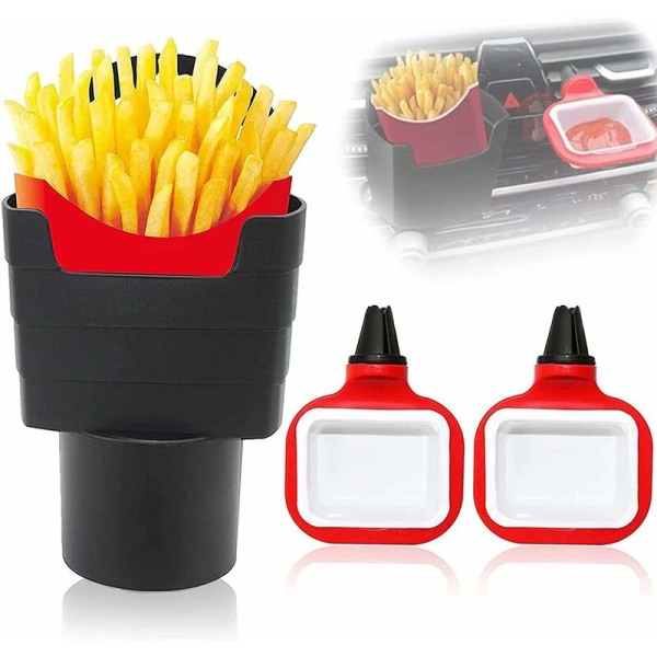 3-delad bilsåshållare, bilsåshållare för pommes frites, bilsåshållare lämplig för alla typer och storlekar på luftventiler