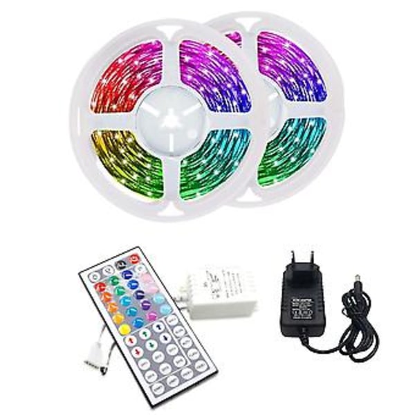 10m RGB Lys 3528 600LEDs Fleksibel LED Lysstripe med 44-tasters Fjernkontroll til Jul (EU Plugg)