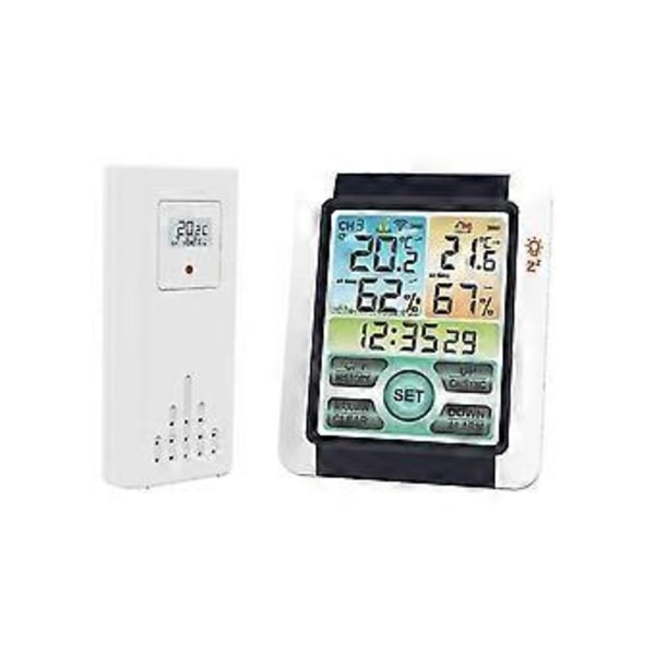 Trådløs Temperatur Fugtighedssensor LCD Digital Skærm Temperatur Sensor Med Ur Funktion Til