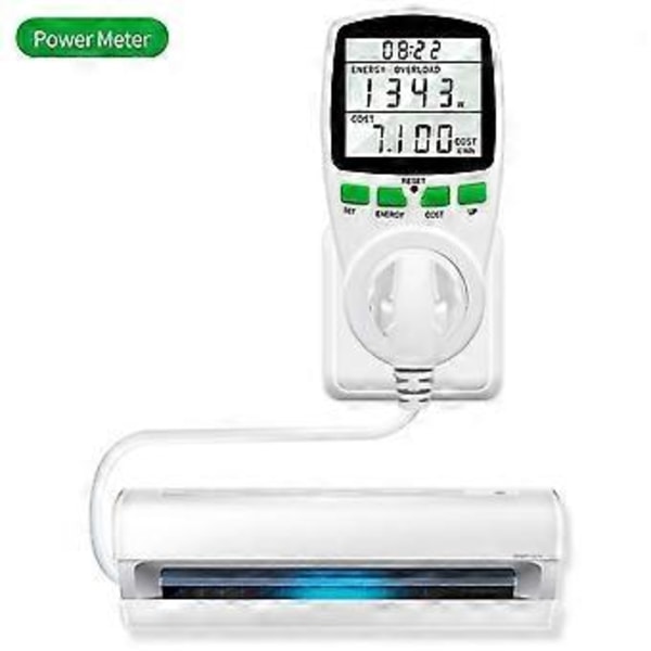 Effektmåler Wattmeter Strømmåler EU Stik Energimåler Ft