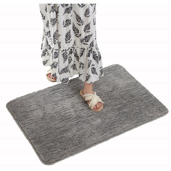 Badrumsmatta, halkfri matta badrum förtjockad matta duschutgång absorberande ultra mjuk mikrofiber golvmatta, snabbtorkande, maskintvättbar, grå