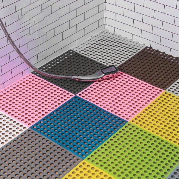 6 stk Antiskli Splise PVC Bad Toalett Kjøkken Gulvmatte Sklisikker Toalettmatte Gulvmatte 30X30CM
