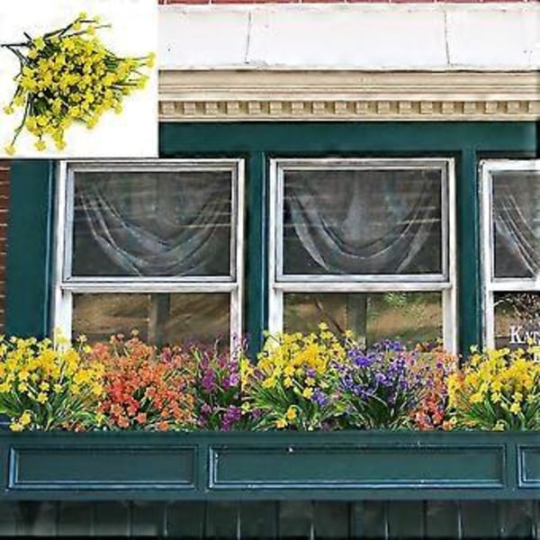 Konstgjorda Falska Blommor, 4 Buntar Utomhus UV-Beständiga Gröna Buskar Växter