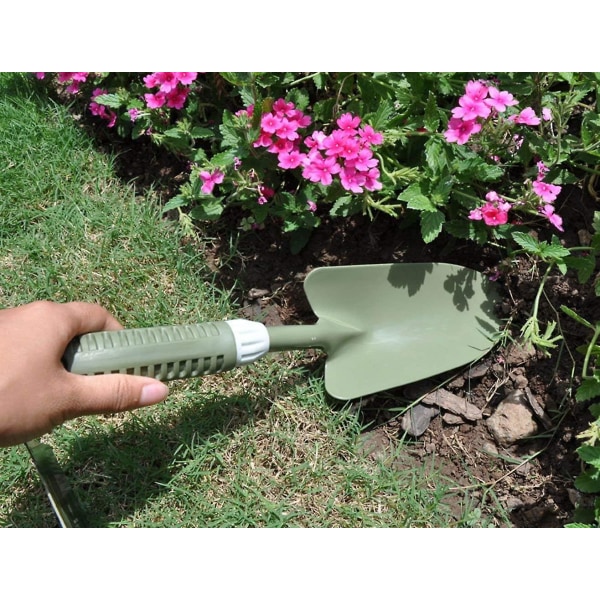 Hånd karbonstål murskje bøye-sikker ergonomisk rustbestandig gave myk PVC-håndtak liten spade for planting, omplanting, luking, flytting