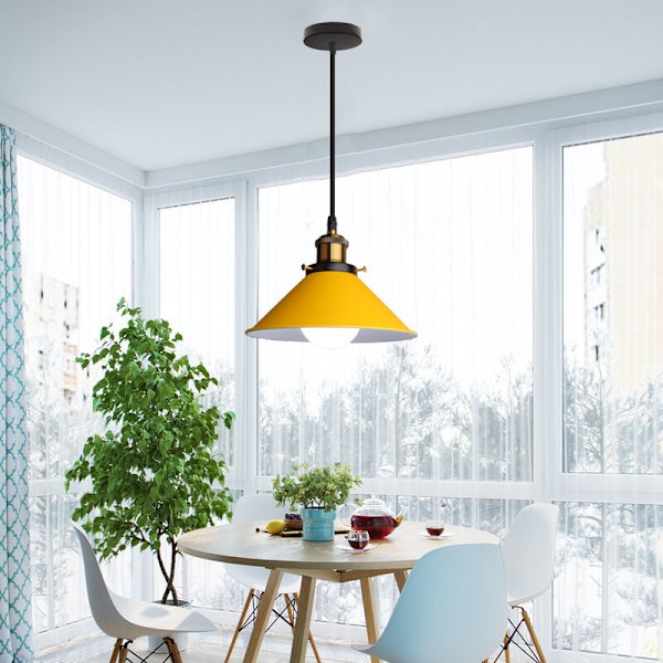 Modern hängande lampa justerbar inomhus taklampa metallkrona gul