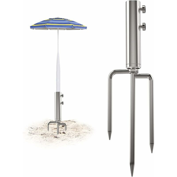 Parasolstativ med 3 avtagbare justerbare jordplugger for parasoller, anker for parasollstativ