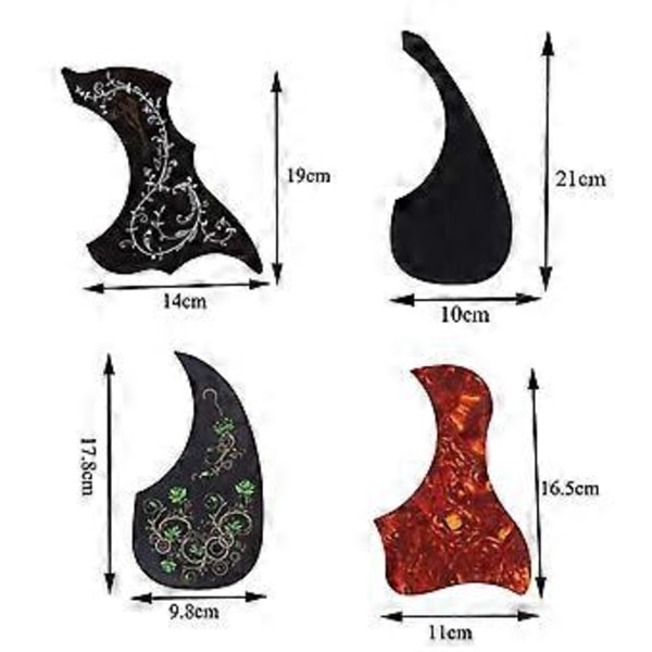 8-pack Akustisk Gitarr Plektrumskydd Självhäftande Kolibri- och Vattenformade Gitarrplektrumskydd för 40-tums och 41-tums Gitarr