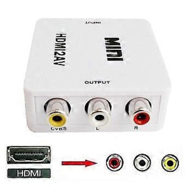 1080p HDMI til AV Konverter Hunn til Hunn Audio Video AV Adapter Konverterboks for TV Ny