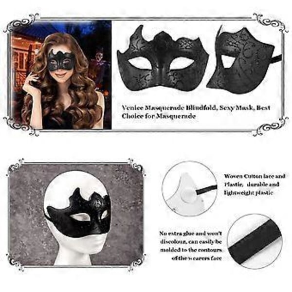 1-pack Pojkar Maskeradmasker Karneval Party Ögonbindlar Nya Karneval Fancy Kostymer Sexiga Partydekorationer Svart