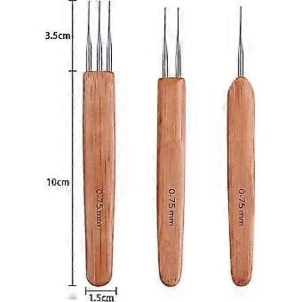 3-pack Bambu Dreadlock Krokar 0,75mm 1 Krok 2 Krokar 3 Dreadlocks Krokar(h-4)