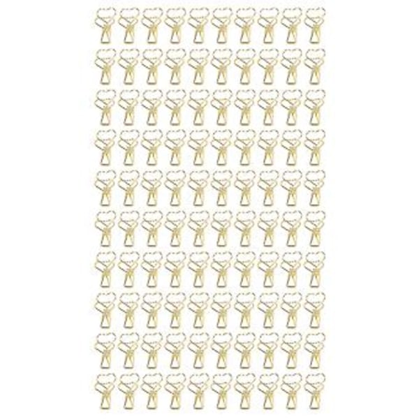 100 stk. Binder Clips: Hjerteformede Lange Hale Metal Mini Sjove Clips til Dokumenter Guld