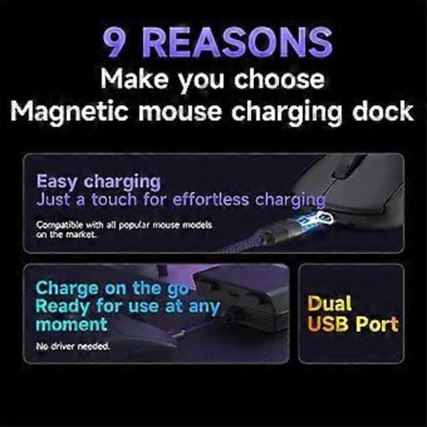 Magnetisk opladningsdock til mus til G PRO X 2 GPW 3 G705 MX Master 3S/3 VGN F1 Dock Station