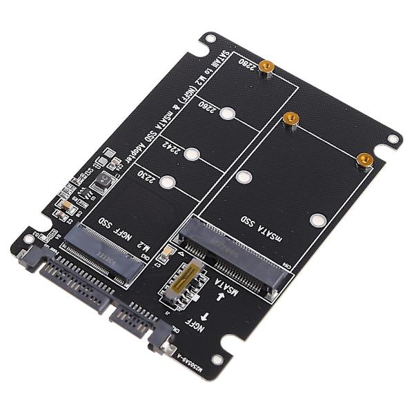 2 i 1 Msata/for M.2 Ngff til Sata3 Adapterkort Kabinett for 2.5\" Ssd Pc
