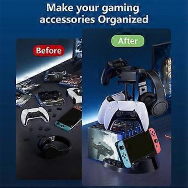 Controller Stand, Hovedtelefonholder, Spil Controller Headset Hænger til Alle Universelle Gaming PC Tilbehør, 2 Lag