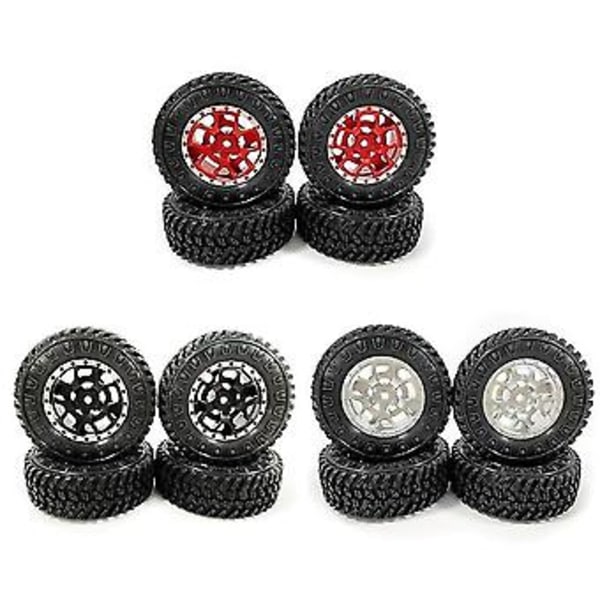 4st 1.0 Däck Och Metall Beadlock Fälgar Set För 1/24 Rc Crawler Bil Axial Scx24 Fcx24 Enduro24 Delar, silver A