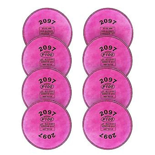 8 stk. 2097 P100 Partikelfilter, Kompatibel Med 6000 6200 6800