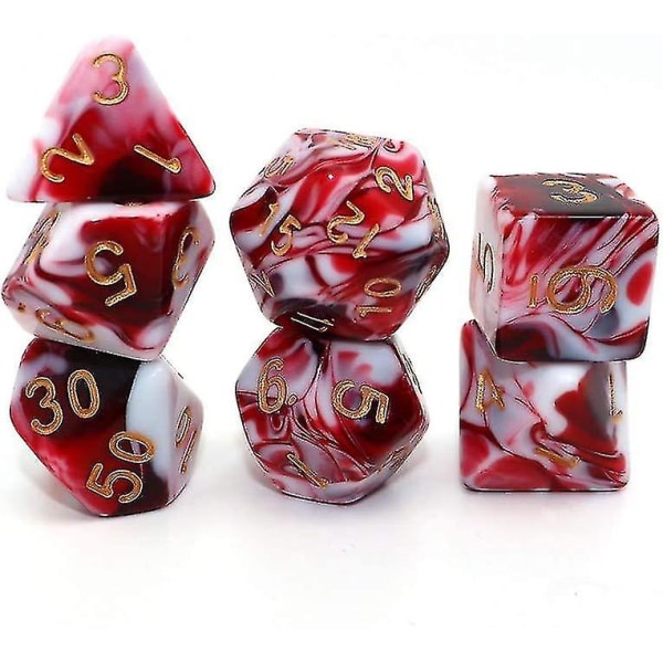Dnd Dice Set Red Mix White Dice for Dungeon and Dragons Dd Mtg 7-die Rpg Polyhedral Dice (punainen ja valkoinen) (7 kpl)