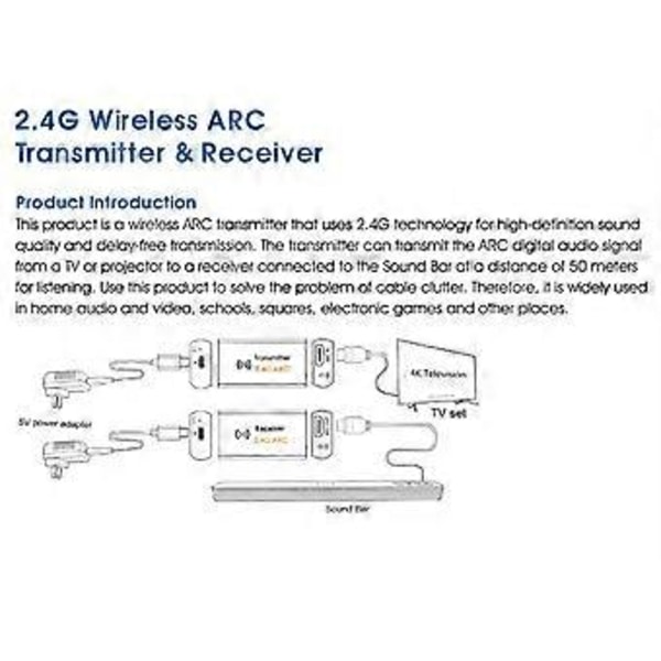 2.4G langaton ääni ARC lähetin-vastaanotin 50M ääni TX ja RX langaton ääni -yhteensopiva jatke TV-projektorille